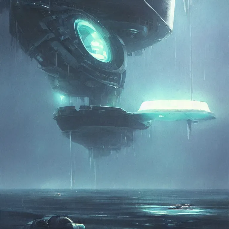 Prompt: nautilus spaceship dripping wet rising from the ocean, sci - fi concept art, by john harris, by simon stalenhag, by vincent di fate, stunning, award winning