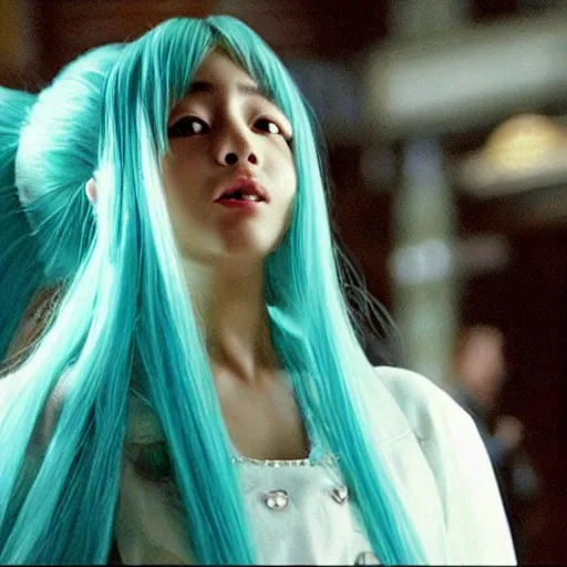 Image similar to a live - action still of hatsune miku in the sopranos ( 1 9 9 7 )