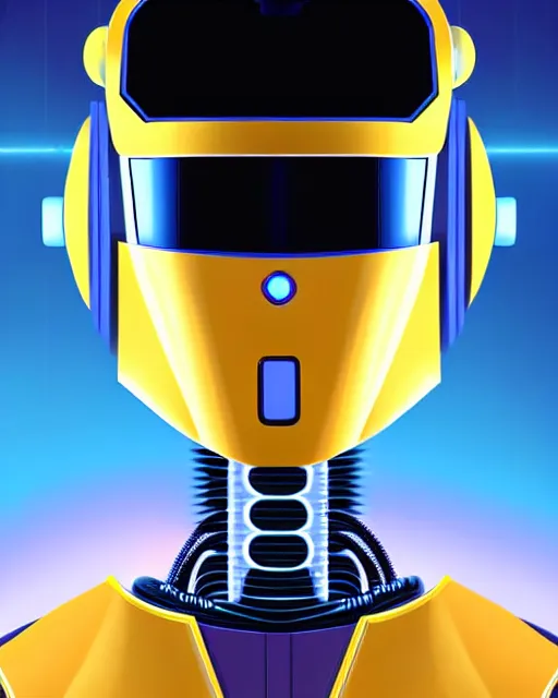 Image similar to portrait of a robot starship captain with a helmet video game character, digital illustration portrait design 3 / 4 perspective, detailed, gorgeous lighting, wide angle action dynamic portrait