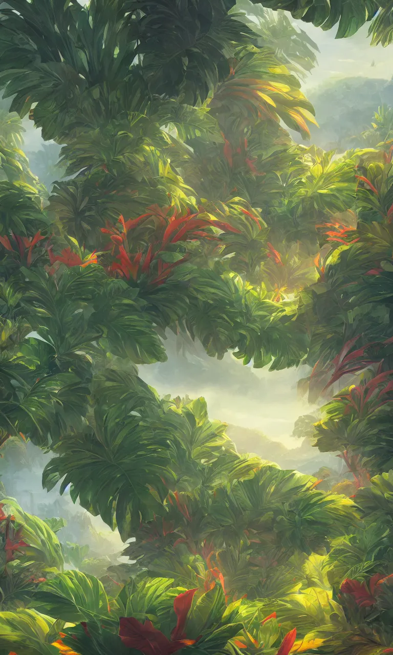 Prompt: Tropical leaf, trending on artstation, 30mm, by Noah Bradley