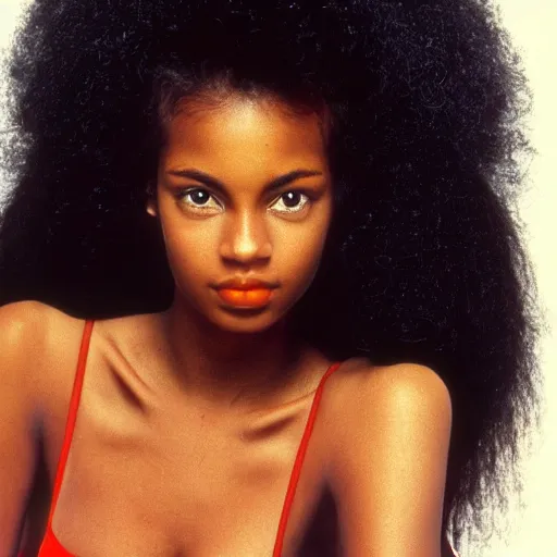 Image similar to photo of a beautiful 1 9 8 7 black young female model