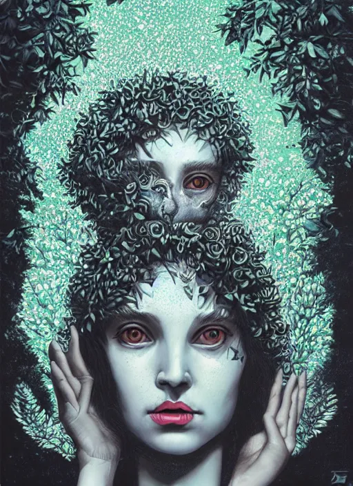 Image similar to Mint goddess painting by Dan Hillier, trending on artstation, artstationHD, artstationHQ, 4k, 8k