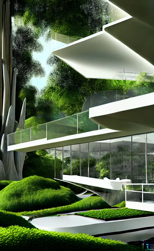 Prompt: futuristic sharp focus biophilic villa interior with garden, cinematic morning light, magnolia daisies ceramic porcelain stone nebula fluid colorful architecture landscape, highly detailed furniture, granite, trees, marble, moss, lichen, vincent callebaut composition, mamou - mani, cinematic morning light, 8 k, unreal engine, uhd