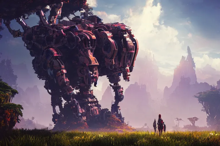 Image similar to watcher machine mecanical creature robot of horizon forbidden west horizon zero dawn bioluminiscence global illumination ray tracing hdr fanart arstation by ian pesty and alena aenami artworks in 4 k