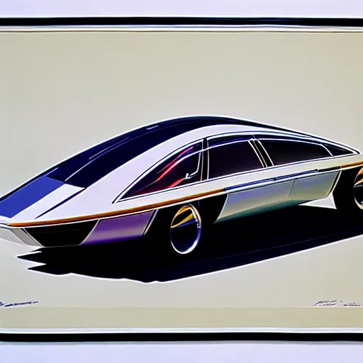 Image similar to concept art for a one person car, painted by syd mead, high quality