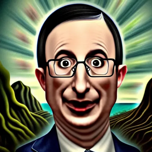 Prompt: John Oliver morphed into Cthulhu, matte painting, hyper detailed, hyper realistic, by Leonardo Da Vinvi, portrait.