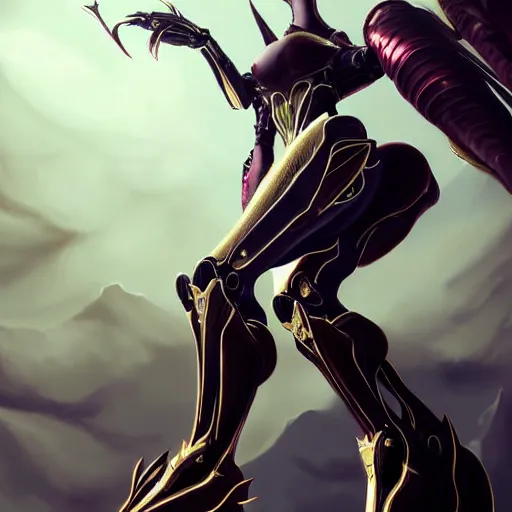 Image similar to highly detailed exquisite warframe fanart, looking up at a 300 foot tall giant elegant beautiful saryn prime female warframe, as an anthropomorphic robot female dragon, sharp claws, posing elegantly over your tiny form, detailed legs looming over your pov, giantess shot, camera close to the legs, upward shot, ground view shot, leg shot, front shot, epic cinematic shot, high quality warframe fanart, captura, realistic, professional digital art, high end digital art, furry art, giantess art, anthro art, DeviantArt, artstation, Furaffinity, 3D, 8k HD render, epic lighting