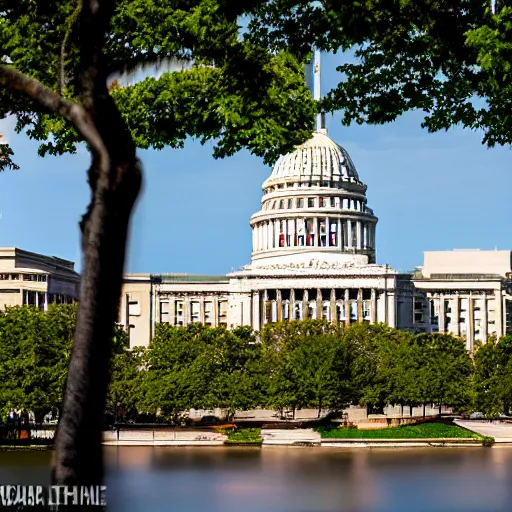 Prompt: madison wisconsin capital being attacked by huge green godzilla ( 1 9 8 9 ) eos 5 ds r, iso 1 0 0, f / 8, 1 / 1 2 5, 8 4 mm, postprocessed, bokeh )