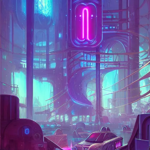 Prompt: water pouring neon signs, trending on artstation a surrealism painting by felix kelly depicting an abandoned city underwater in a nebula by tyler edlin and rhads, trending on deviantart cyberpunk city topography