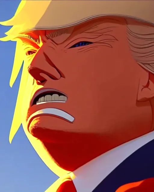 Prompt: donald trump as an azctec warrior, detailed perfect face, exquisite details, fire magic, mid view, design on a white background, by studio muti, greg rutkowski makoto shinkai takashi takeuchi studio ghibli