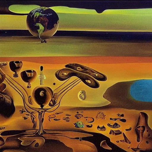 Prompt: planet earth, salvador dali