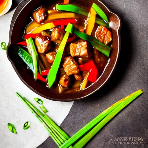 Prompt: thai sweet and sour pork stirfry, epic award - winning professional food photography