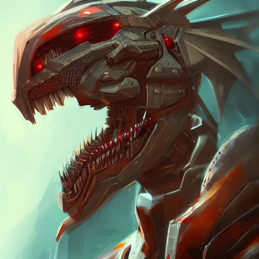 Image similar to Cyborg dragon portrait, artstation