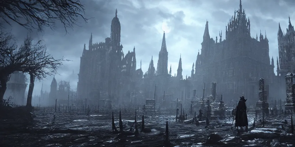 Image similar to A stunning screenshot of a unique area in Bloodborne