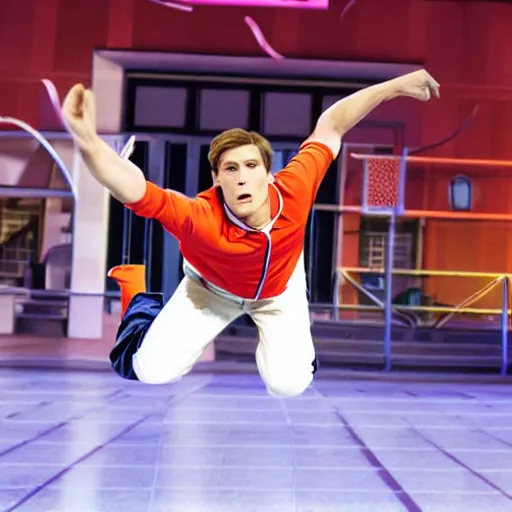 Image similar to Live Action Still of Jerma in High School Musical, real life, hyperrealistic, ultra realistic, realistic, highly detailed, epic, HD quality, 8k resolution, body and headshot, film still