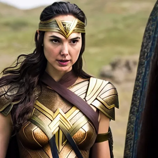 Image similar to gal gadot playing odin all mother from the thor movie, highly detailed, cinematic shot, cinematic lighting, 8 k, exquisit facial detail