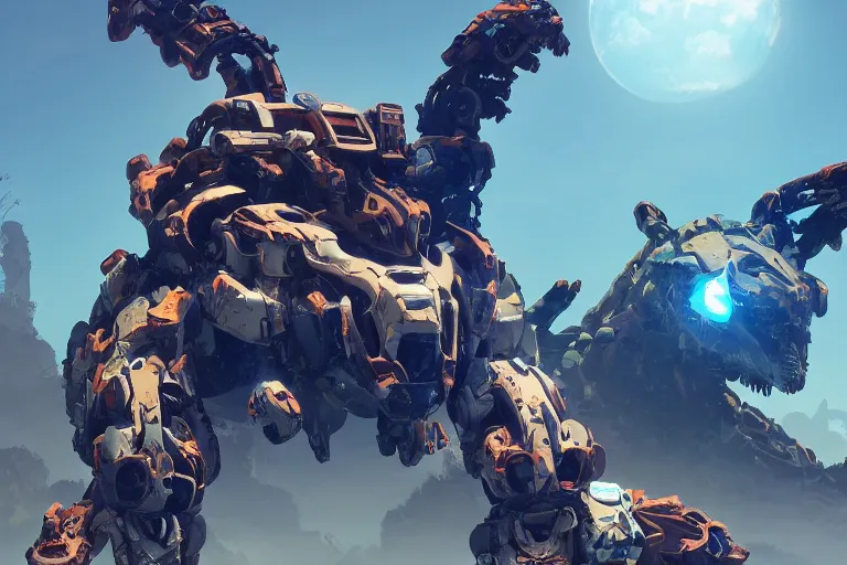 Image similar to shell - walker machine mecha animal beast robot of horizon forbidden west horizon zero dawn bioluminiscence global illumination ray tracing hdr fanart arstation by sung choi and eric pfeiffer and gabriel garza and casper konefal