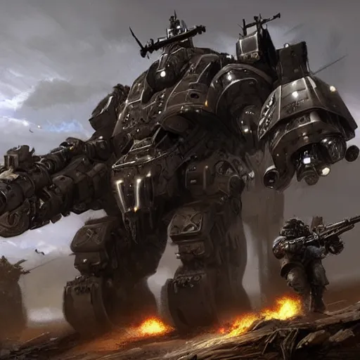 Image similar to a war machine with many big guns, fantasy, detailed, realistic, dramatic lighting