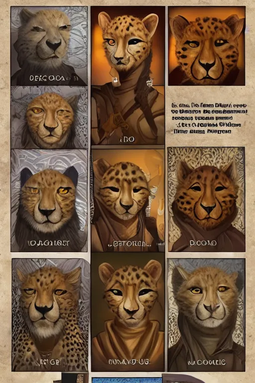 Image similar to Humanoid Cheetah, Animal face, D&D, Tabaxi Monk, Solo 3/4 Portait, Simple Robes, fantasy setting