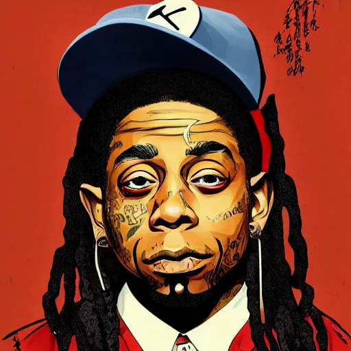 Image similar to lil wayne, 4 k, poster size, digital art, utamaro kitagawa style