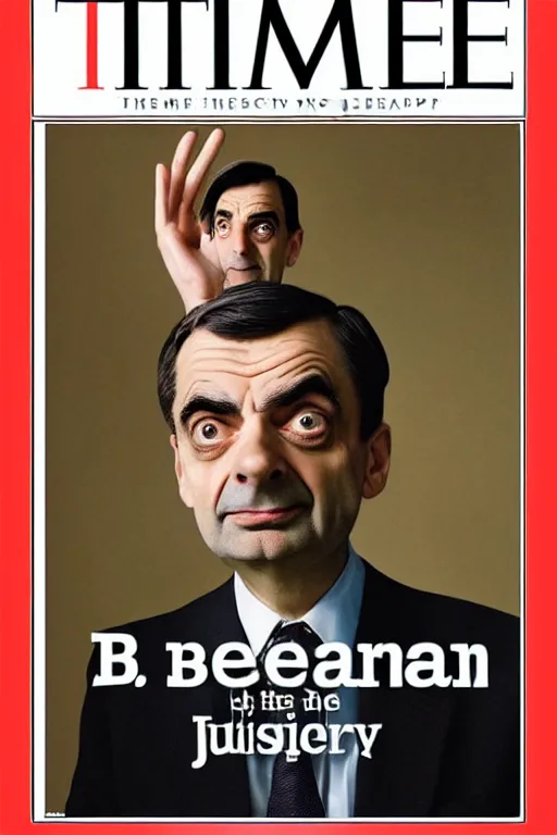 Image similar to mr. bean as us president, journalism photography, time magazine cover, cinematic lighting,