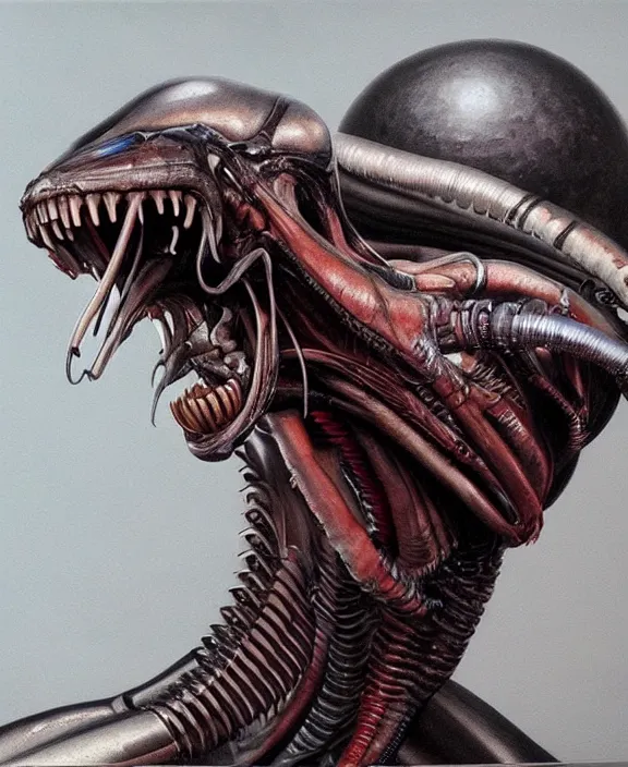 Image similar to xenomorph, art by denys tsiperko and bogdan rezunenko, hyperrealism