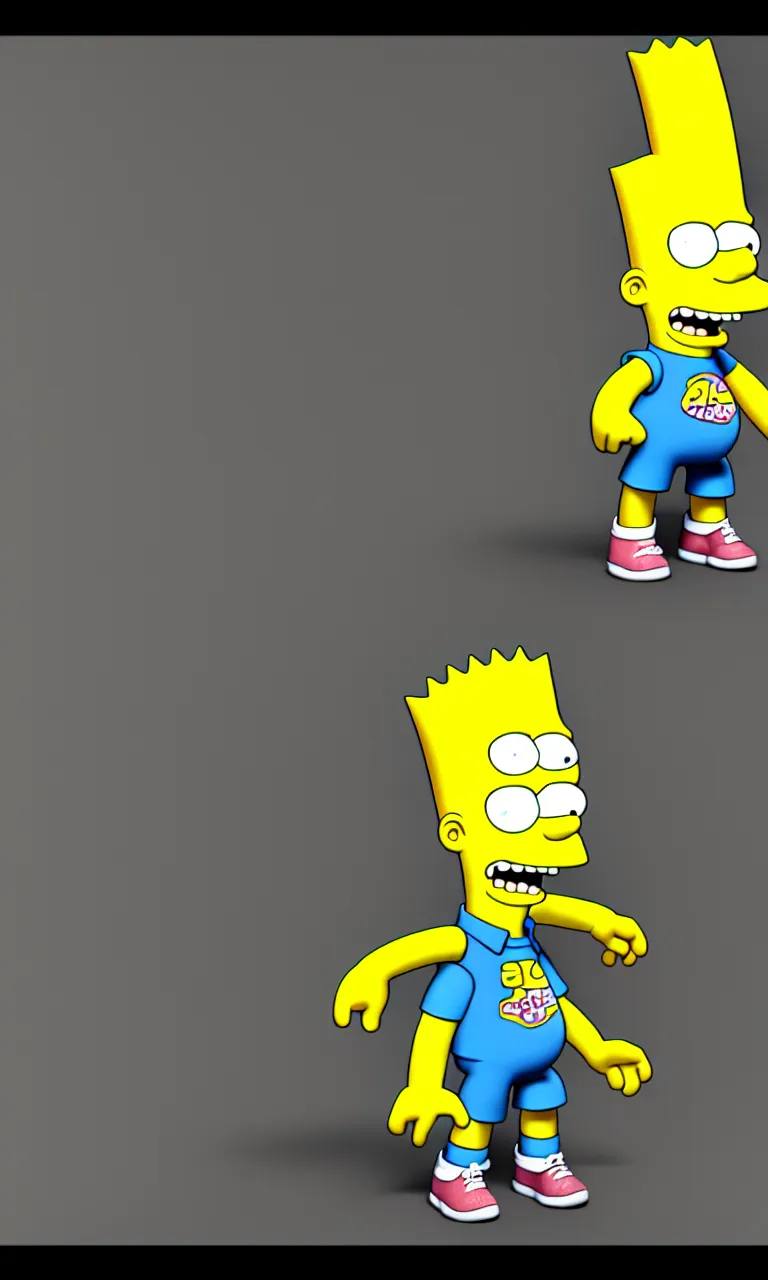 Image similar to bart simpson as real guy, render in vray, ambient occlusion