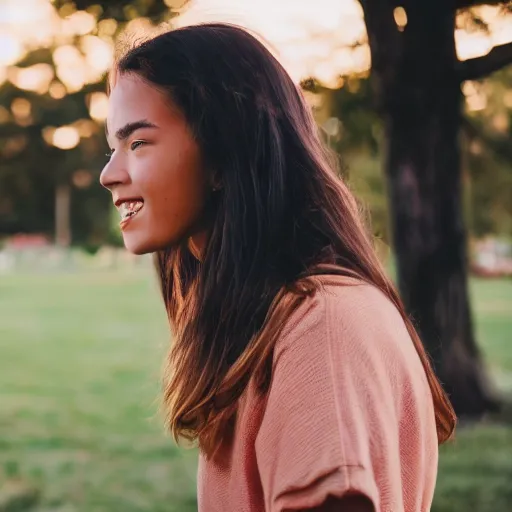 Prompt: medium distance shot of a 10 girl rejecting an alpha man with a half smile, highly detailed image, professional photography epth of field. Film grain. Documentary photo. Sigma 40mm f/1.4 DG HSM