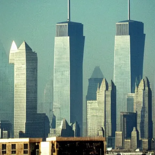 Image similar to “The TwinTowers transform into giant robots as Donald Trump commands them to intercept Bin Laden’s evil attack planes September 11 2001 hq ap photos CNN”