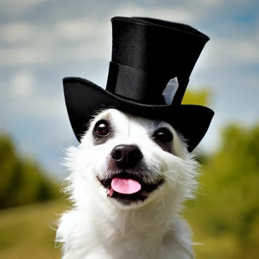 Prompt: dog wearing a top hat