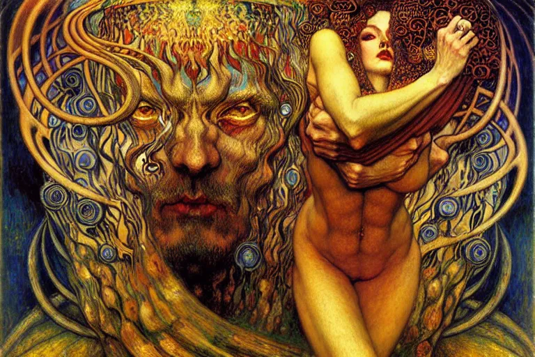 Image similar to Divine Chaos Engine by Karol Bak, Jean Delville, William Blake, Gustav Klimt, and Vincent Van Gogh, symbolist, visionary