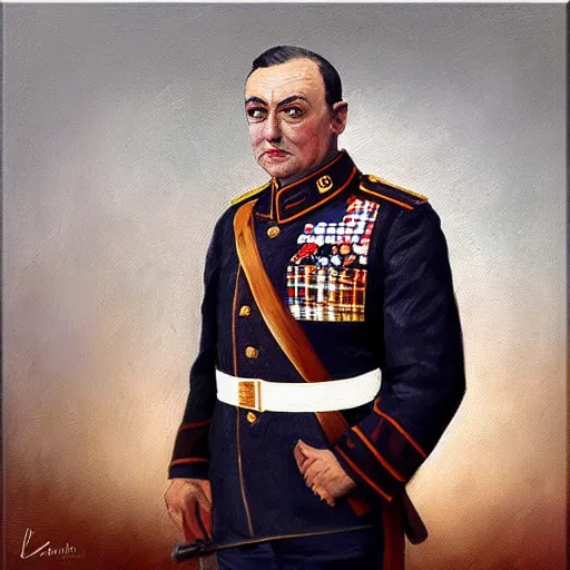 Prompt: “Oil painting of Vinicius de Moraes as a World War 1 general, 4k”