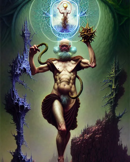 Prompt: the hermit tarot card, fantasy character portrait made of fractals, ultra realistic, wide angle, intricate details, the fifth element artifacts, highly detailed by peter mohrbacher, hajime sorayama, wayne barlowe, boris vallejo, aaron horkey, gaston bussiere, craig mullins