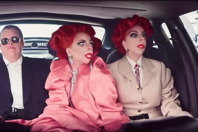 Image similar to lady gaga and judy garland in carpool karaoke, lady gaga, judy garland, red weapon 8 k s 3 5, cooke anamorphic / i lenses, highly detailed, cinematic lighting