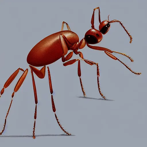 Image similar to A large ant queen standing on her hind legs, digital art