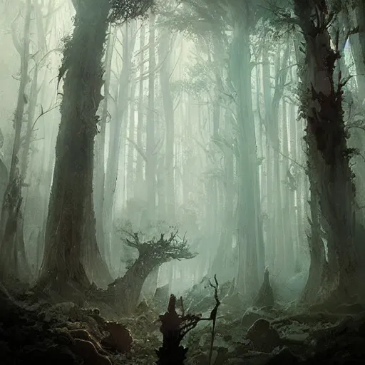 Prompt: fantastical forest by Greg Rutkowski