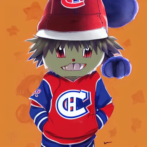 Image similar to anime Portrait of Youppi the Habs Montreal Canadiens Mascot as a very cute powerful and friendly pokemon, highly detailed anime, high evolution, 1990s, legendary, smooth, sharp focus, dynamic lighting, intricate, trending on ArtStation, illustration pokemon, art by WLOP