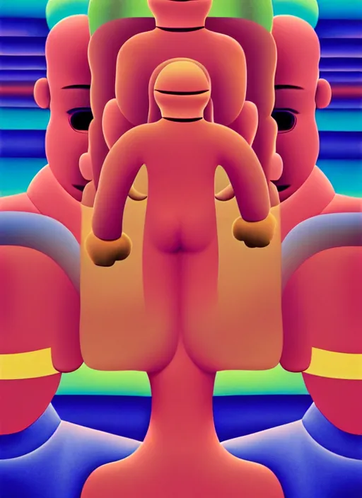 Image similar to multilayered men by shusei nagaoka, kaws, david rudnick, pastell colours, cell shaded, 8 k