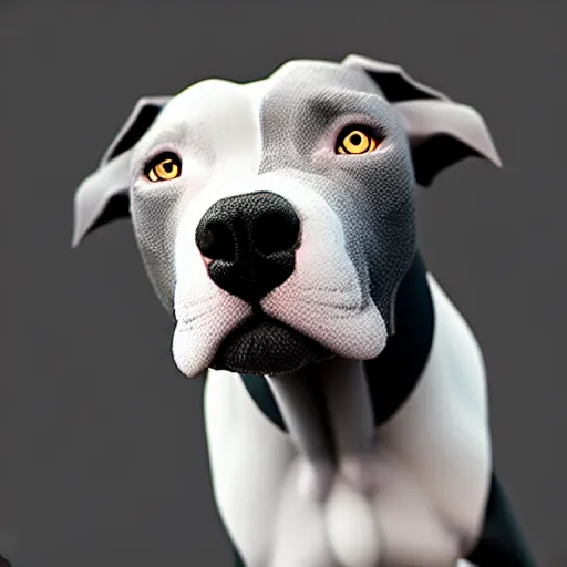 Image similar to photo of a skinny dark gray coat pit bull with a white paws and a white nose! painting, beautiful eyes!, pretty face!!, trending on artstation symmetry, concept art, sharp focus, illustration, art by! ilya kuvshinov!!, octane render