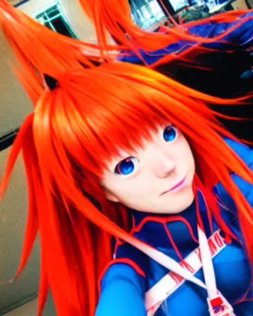 Image similar to asuka langley soryu takes a selfie in real life