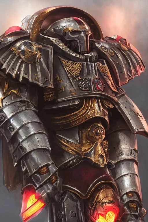 Image similar to armor portrait heros warhammer 4 0 k horus heresy fanart - the primarchs emperor by johannes helgeson animated with vfx concept artist & illustrator global illumination ray tracing hdr fanart arstation zbrush central hardmesh 8 k octane renderer comics stylized