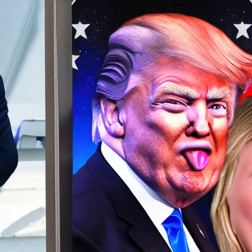 Image similar to donald trump make silly face at stargate