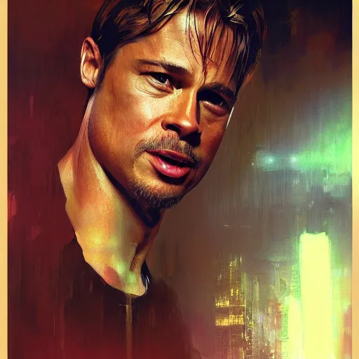 brad pitt young, hyperrealistic portrait, bladerunner | Stable ...