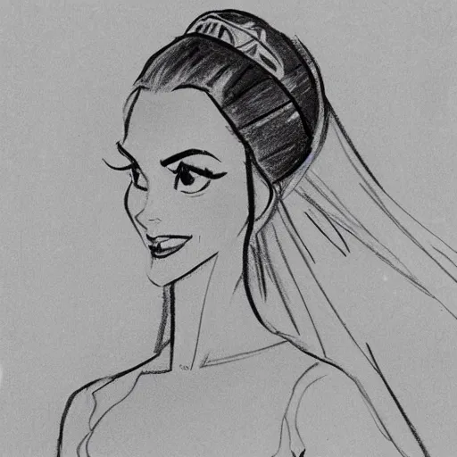 Image similar to milt kahl sketch of victoria justice as princess padme from star wars episode 3