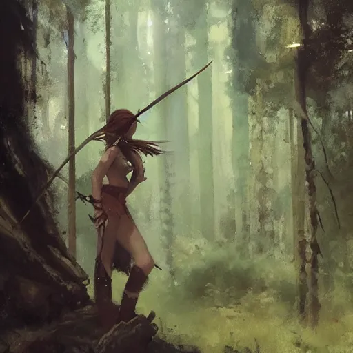 Image similar to archer elf in a forest, art by artem demura