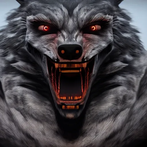 Prompt: man transforming into a werewolf at night with black realistic fur, ultra detail, unreal engine 5, 8 k