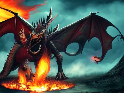 Prompt: dragon reigns fire and terror over a napeolonic battle of 100 thousand men