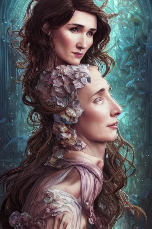 Prompt: carice van houten, anatomy, cute, fantasy, bright, intricate, elegant, highly detailed, digital painting, 4 k, hdr, concept art, smooth, sharp focus, illustration, art by artgerm and h r giger and alphonse mucha