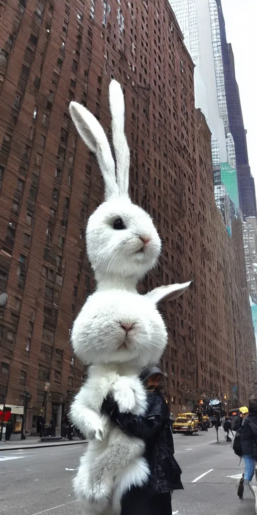 Prompt: a very very very very very very tall rabbit in new york city