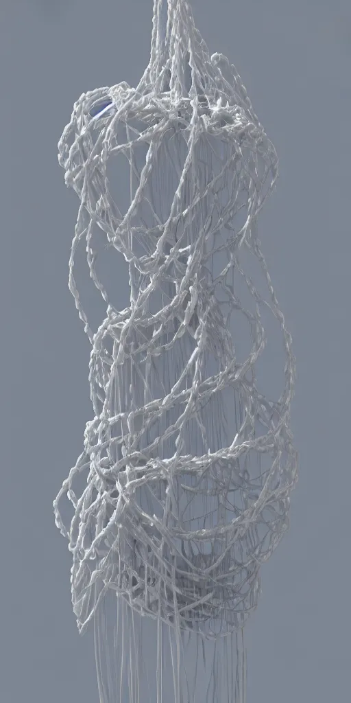 Prompt: 3 d render of a shibari crystal sculpture, chrometype, raytraced, volumetric lightning, 8 k, by zhelong xu, ouchh